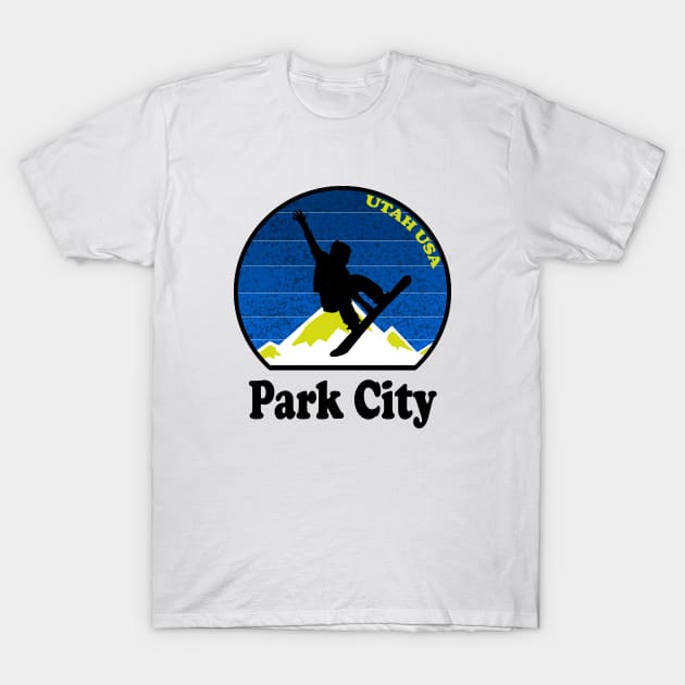 Snowbord Park City Utah USA snowboard heaven utah T-Shirt by Jakavonis